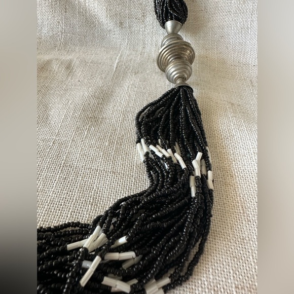 Vintage Chunky Necklace African Beads Style Silver Toned - Eclectic Boho Tribal - Picture 4 of 9